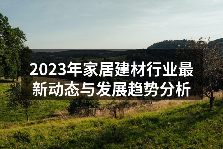 2023年家居建材行业最新动态与发展趋势分析